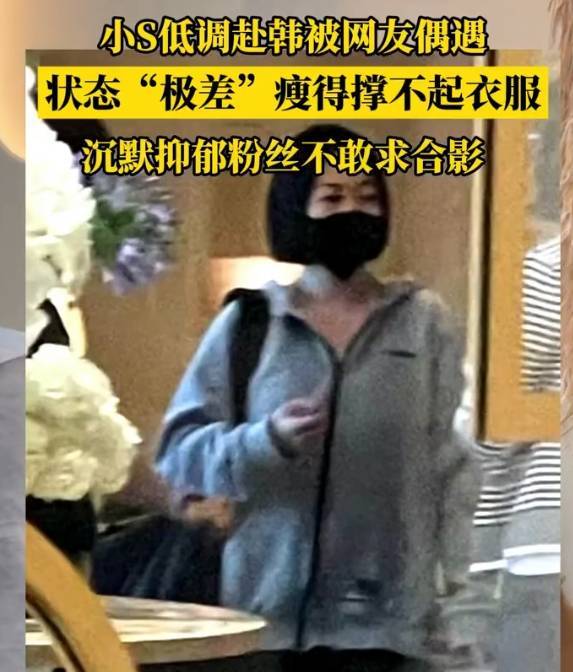 威力财 网友韩国偶遇小S办酒店入住 称其状态抑郁身型消瘦